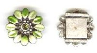 1 13mm Antique Silver with Green Epoxy Flower Slider